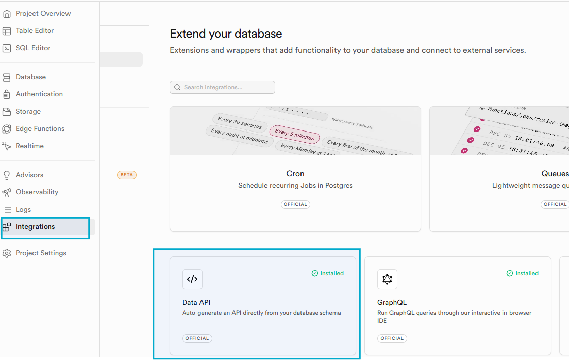 Integrations - Data API
