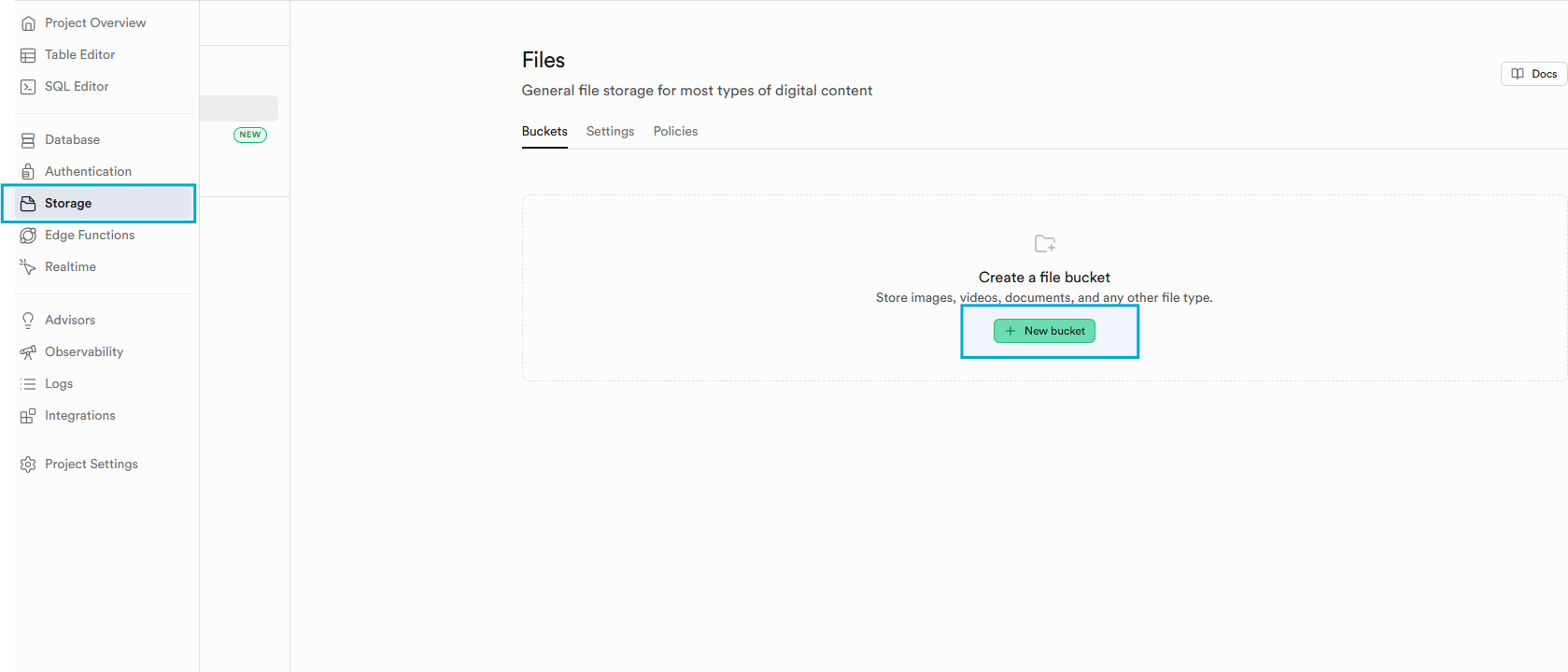 Storage - Create bucket