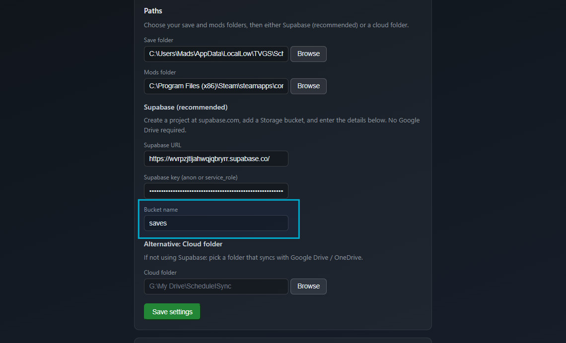 Insert bucket name in SyncOne