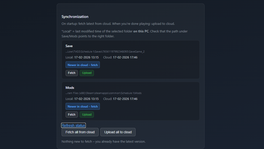 Save settings – Fetch or Upload based on your scenario